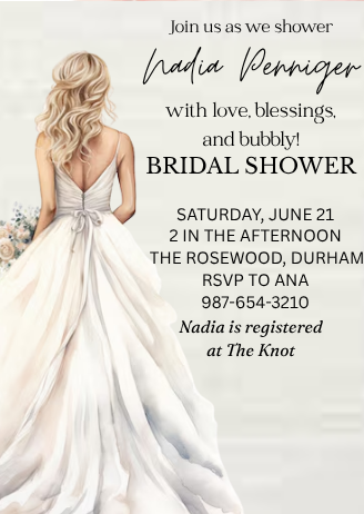 Blessings to the Bride Graceful Bridal Shower Card Invitation –  Custom Card Invite