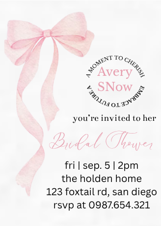 Boldest Bow Bridal Shower Card Invitation – Chic Ribbon Themed Digital Card Invitation