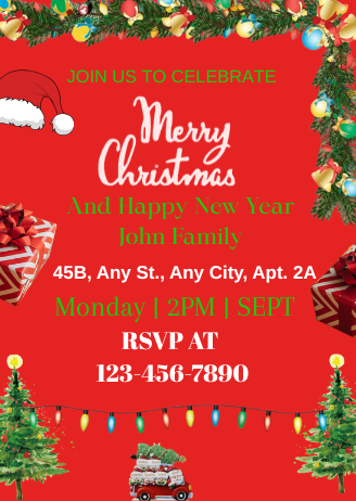 Elegant Digital Christmas Party Card Invitation – Custom Party Card Invites