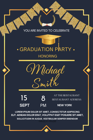 High School & College Graduates Party Card Invitation - Personalized Party Card Invite