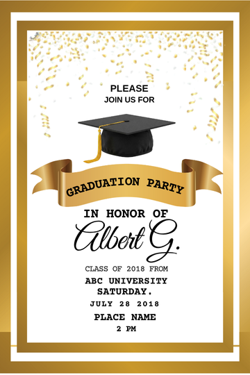 Golden Graduation Celebration Card Invitation – Stylish & Creative Digital Card Invitation