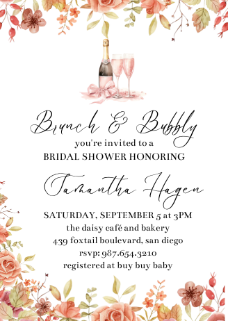 Brunch with a Sparkle – Stylish Bubbly-Themed Digital Card Invitation