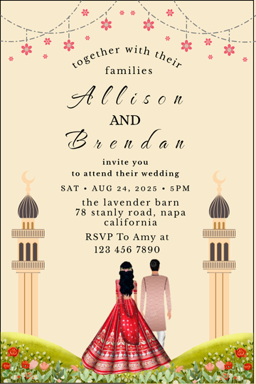 Modern Love Story Digital Wedding Card Invitation - Custom Digital Card Invites