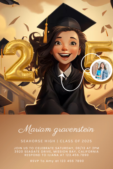 Custom Glowing Achievement Digital Card Invitation - Digital Graduation Party Invite