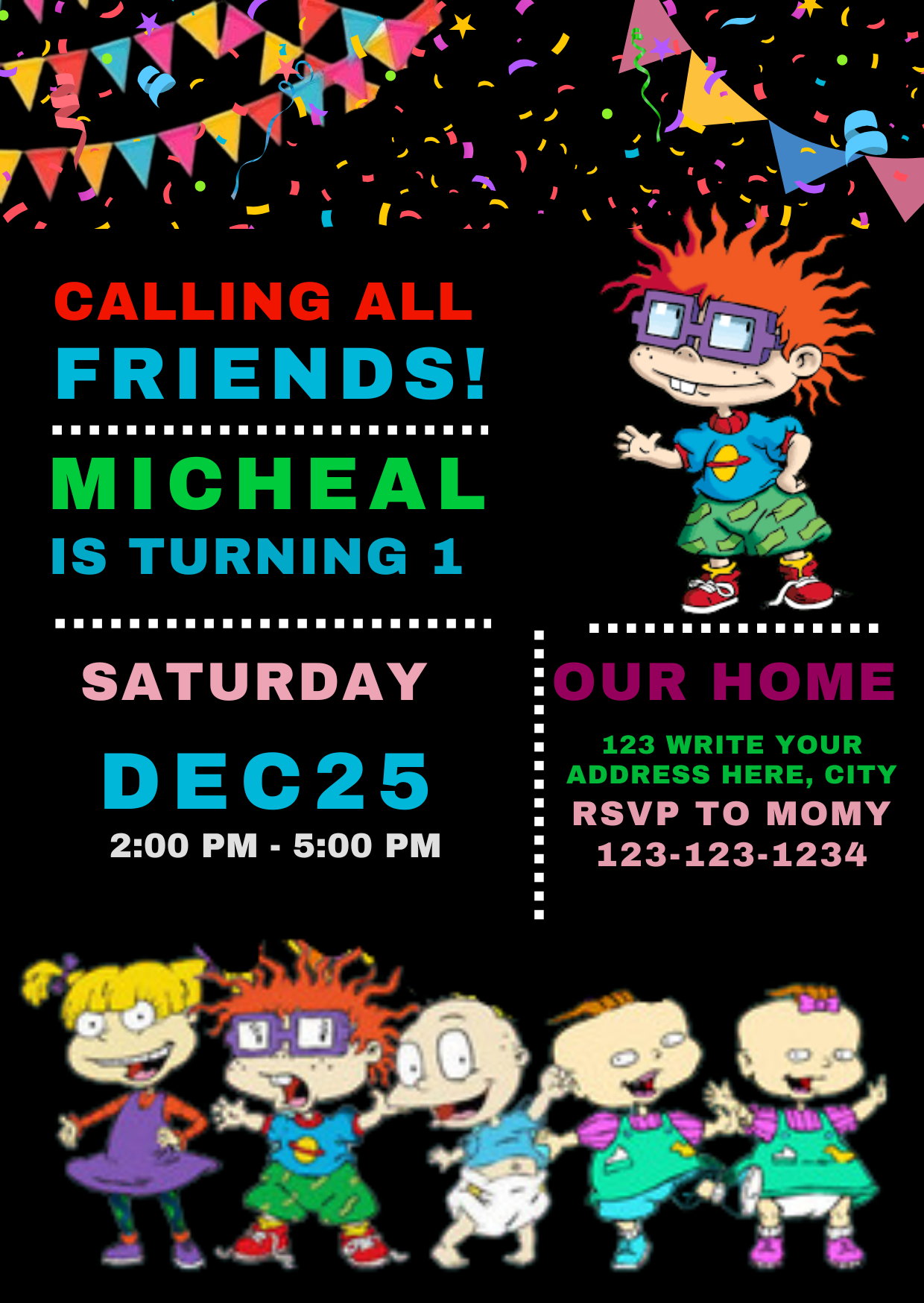 Custom Rugrats Birthday Card Invitation For Kids - Fun & Playful Digital Party Invite