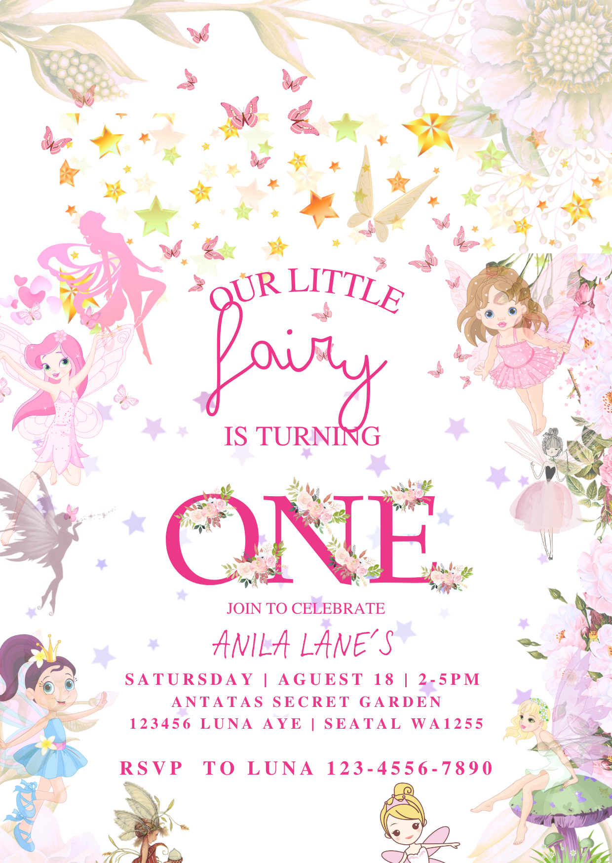 Fairy-Themed Digital Birthday Card Invitation - Sparkling & Interactive Fun Digital Invite
