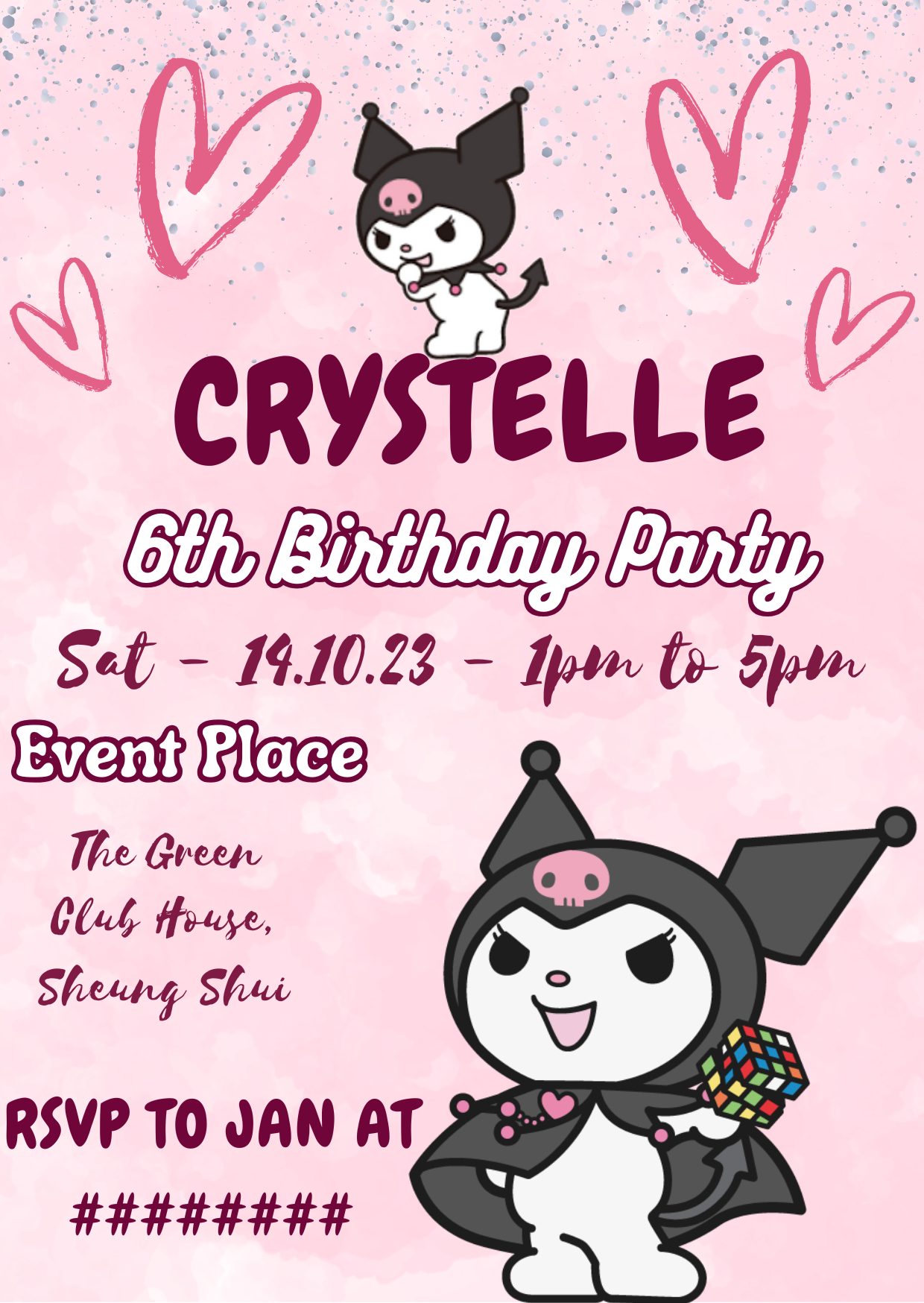 Kuromi Digital Birthday Invitation – Cute, Mysterious & Perfect for a Magical Celebration
