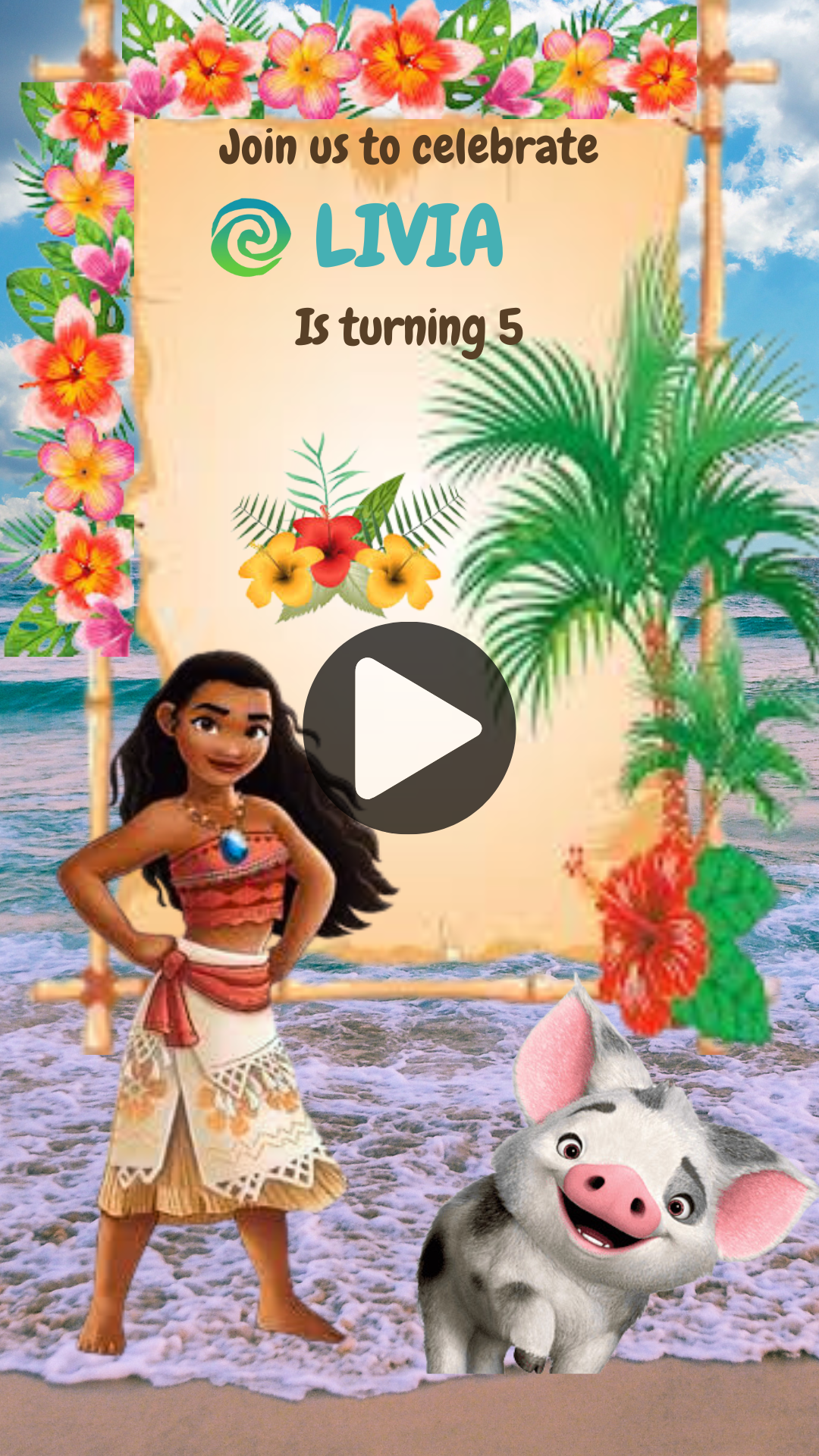 Animated Moana Birthday Video Invitation – Animated Digital Island Party Invite