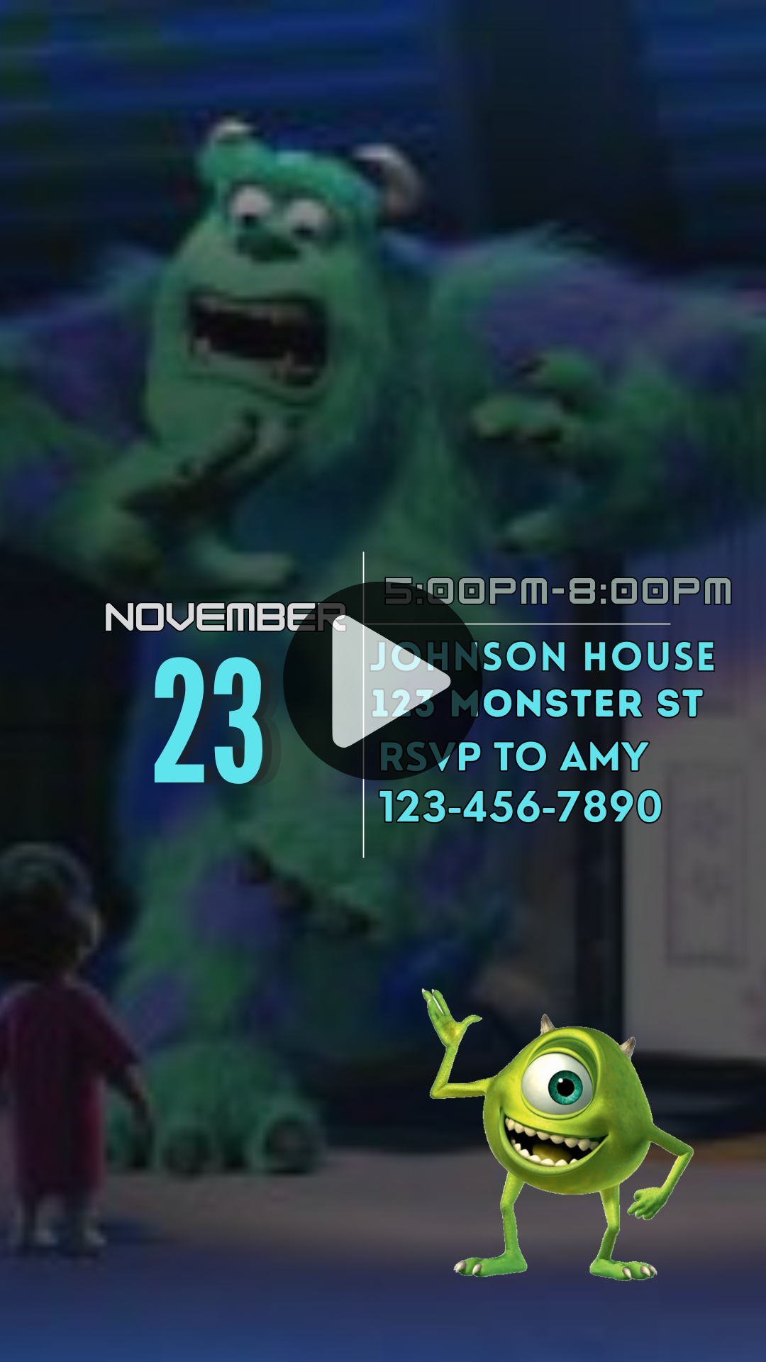 Monsters, Inc. Birthday Video Invitation – Animated Digital Party Invite for Kids