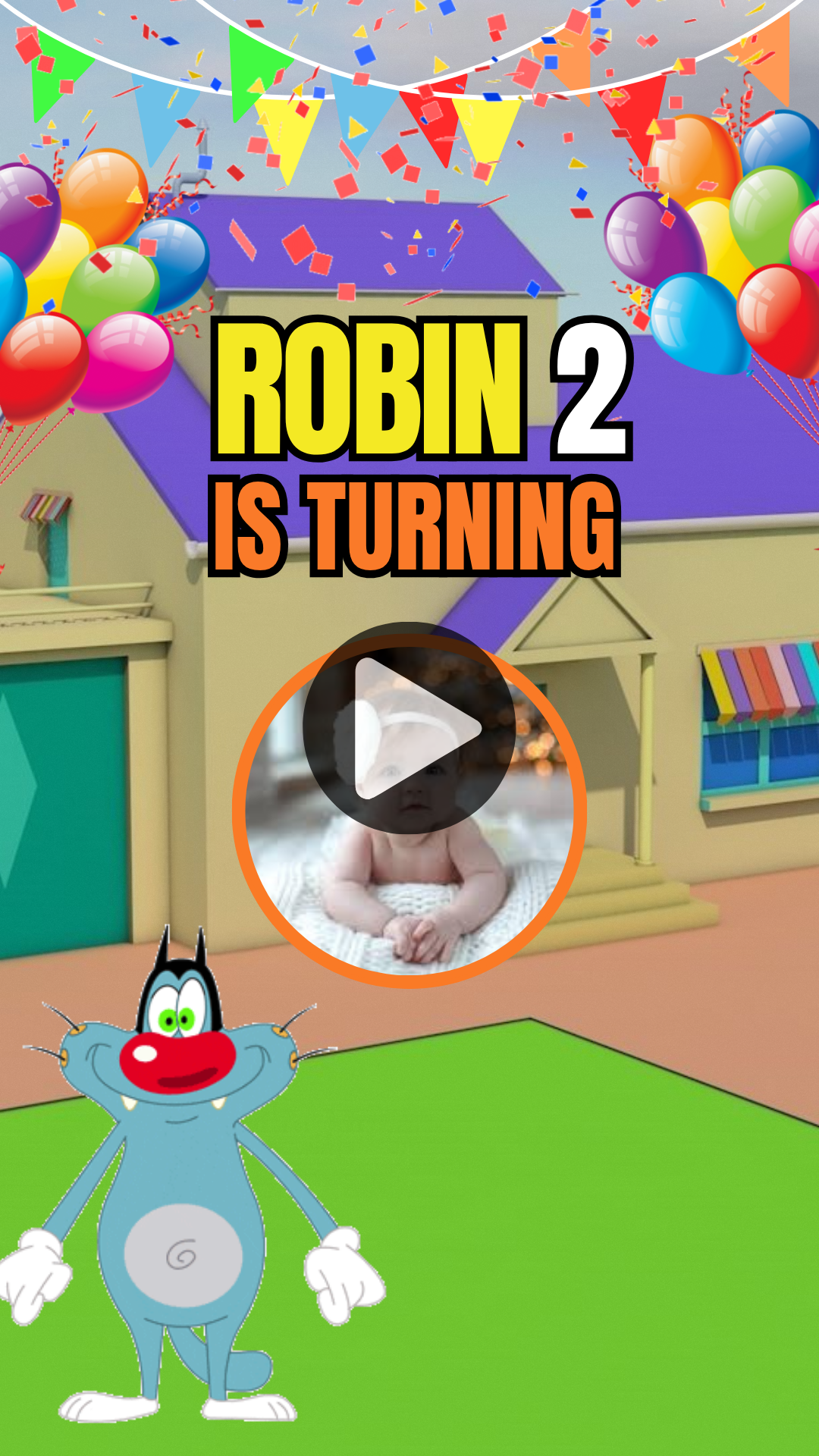 Oggy and the Cockroaches Birthday Digital Invitation – Animated Oggy Theme Video Invite