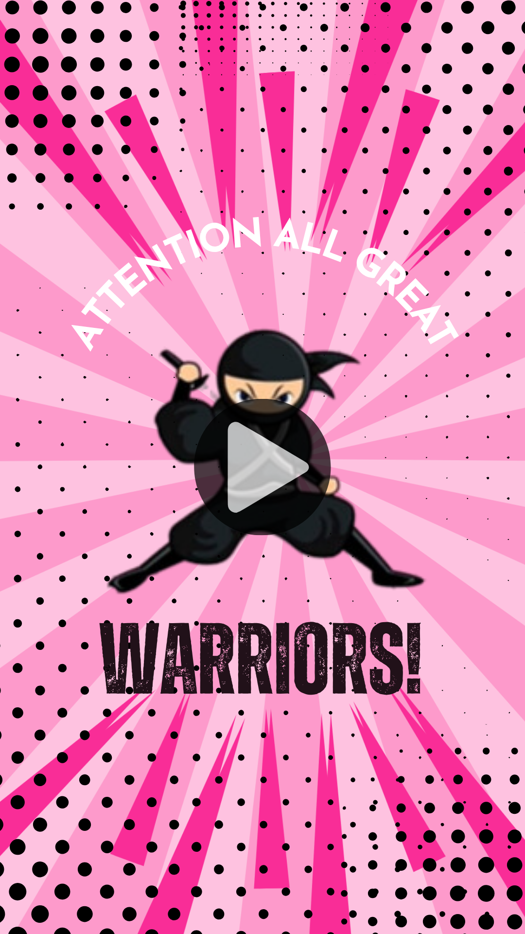 Pink-Themed Ninja Girl Birthday Digital Invitation – Animated Video Invite for Girls