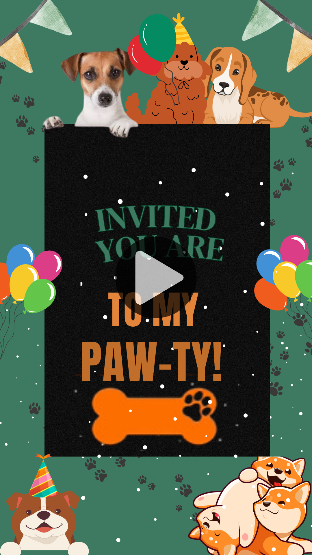 Puppy Party Theme Birthday Video Invitation – Cute & Fun Animated Digital Invite