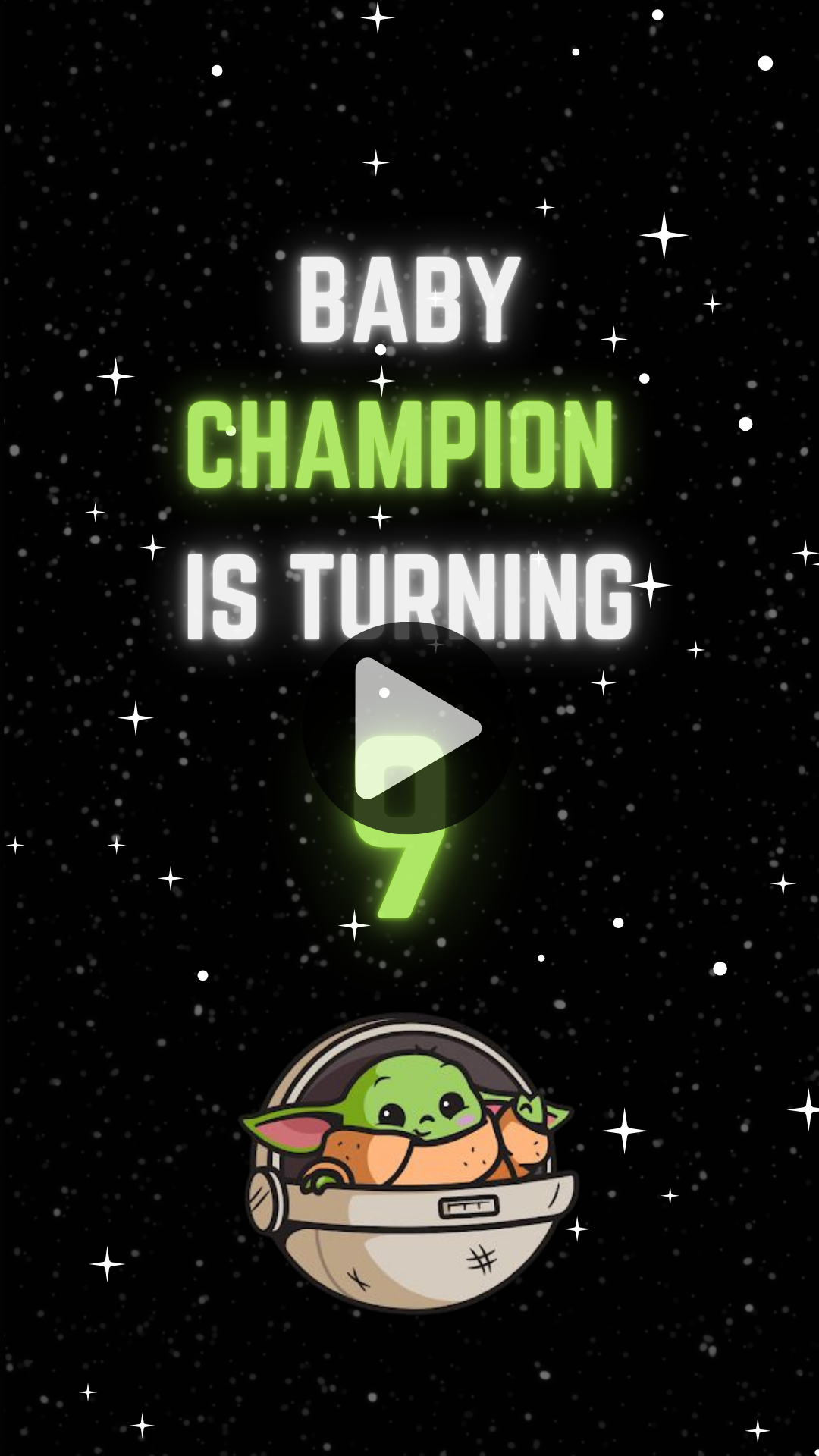 Baby Yoda Theme Birthday Video Invitation – Animated Star Wars Party Digital Invite for Kids