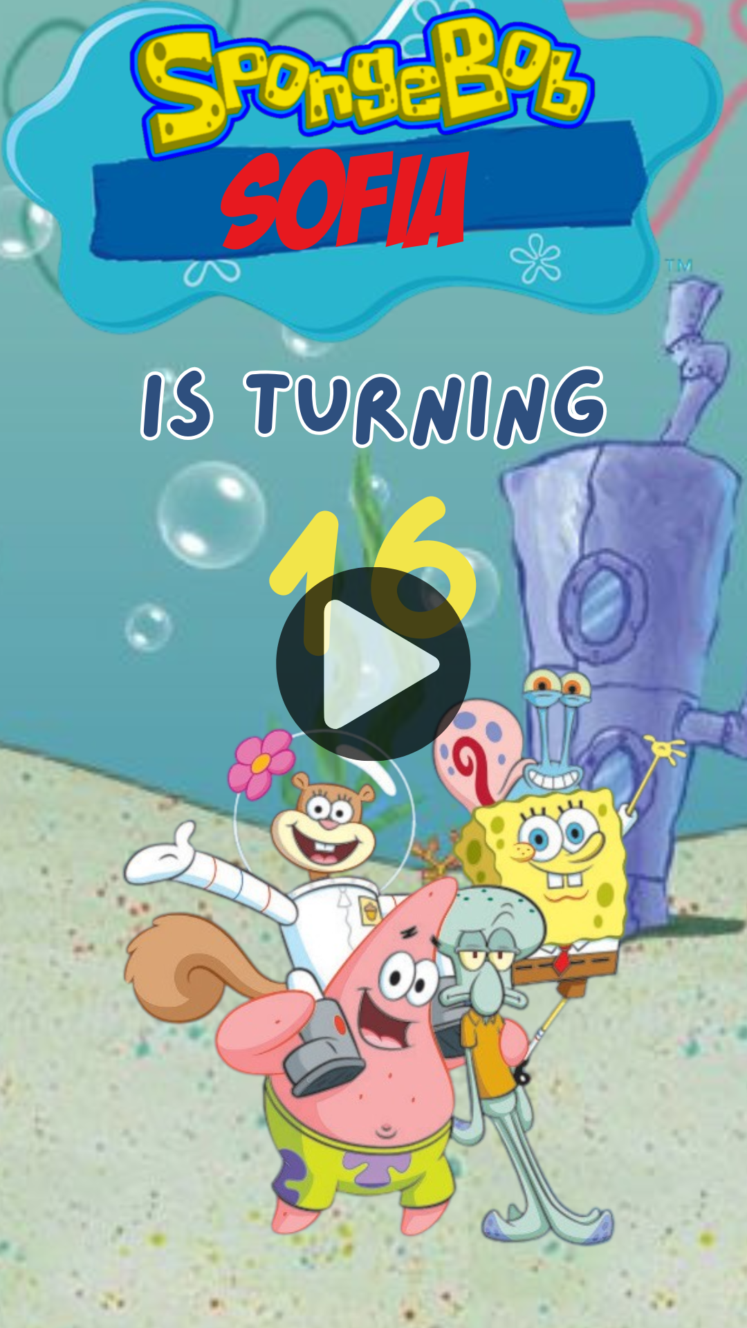 SpongeBob Birthday Party Video Invitation – Animated Kids Party Digital Invite Under the Sea!