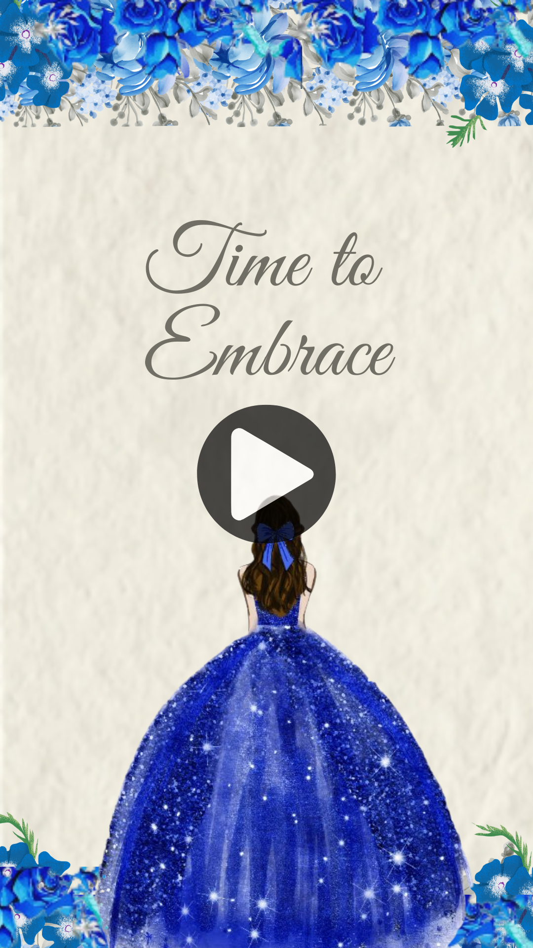 Quinceañera Royal Blue Theme Digital Party Invitation – Elegant Animated Video Invite