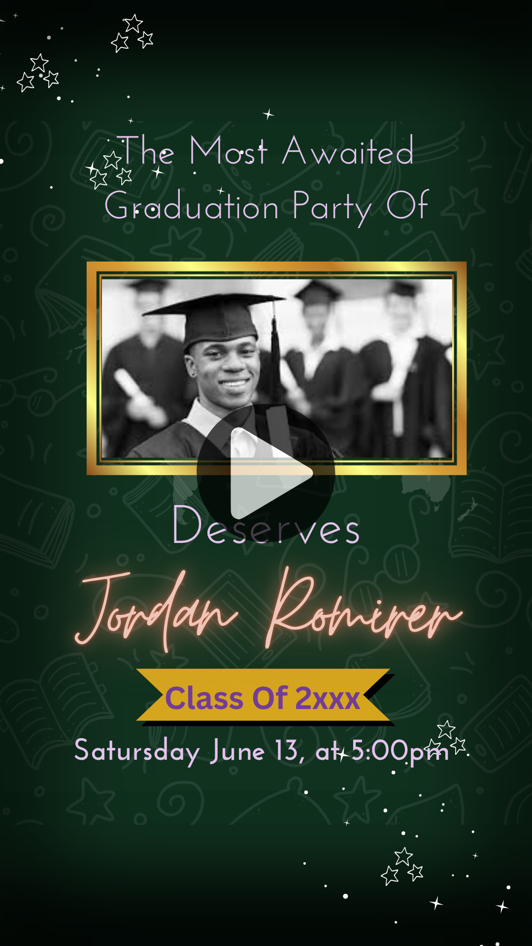 Green Graduation Theme Party Digital Invitation – Animated Class of 2024 Video Invite