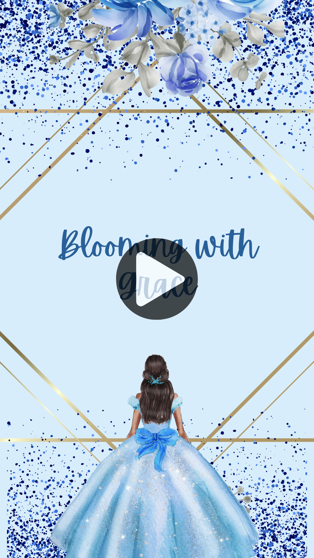 Quinceanera Cinderella Theme Party Digital Invitation – Elegant Animated Princess Video Invite