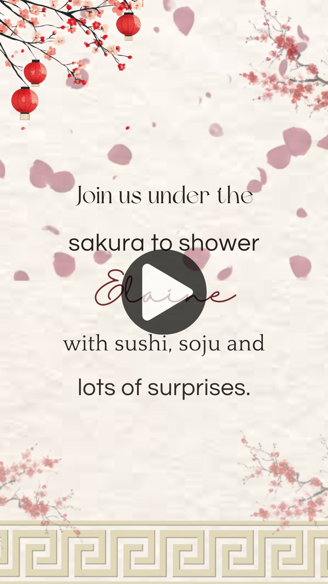 Cherry Blossom Sakura & Sushi Bridal Shower Invitation – Elegant Asian-Inspired Bridal Party Invite
