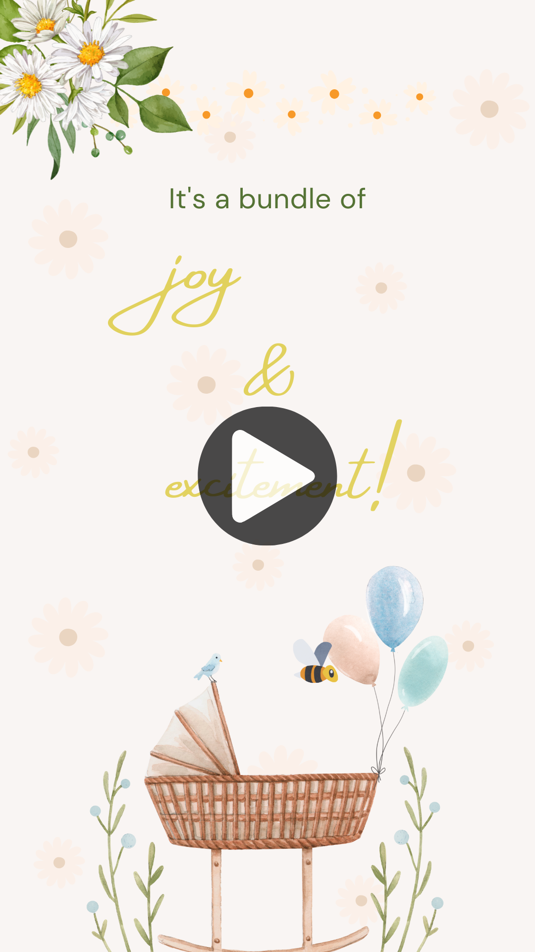 Floral Daisy Baby Shower Video Invite – Bloom Themed Digital Invitation