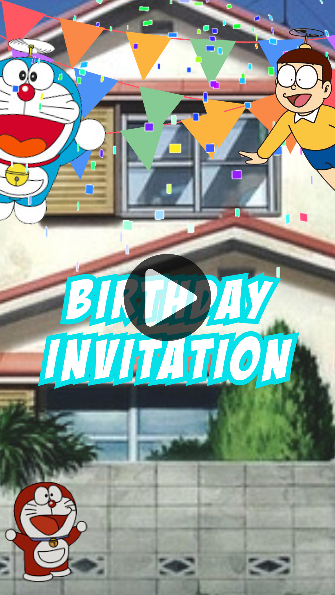Doraemon Birthday Video Invitation - Personalized Doremon Themed Party Invite