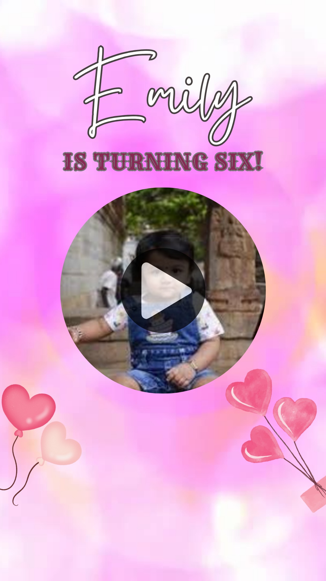 Elegant Pink Theme Birthday Digital Invitation – Custom Video Invite for Girls
