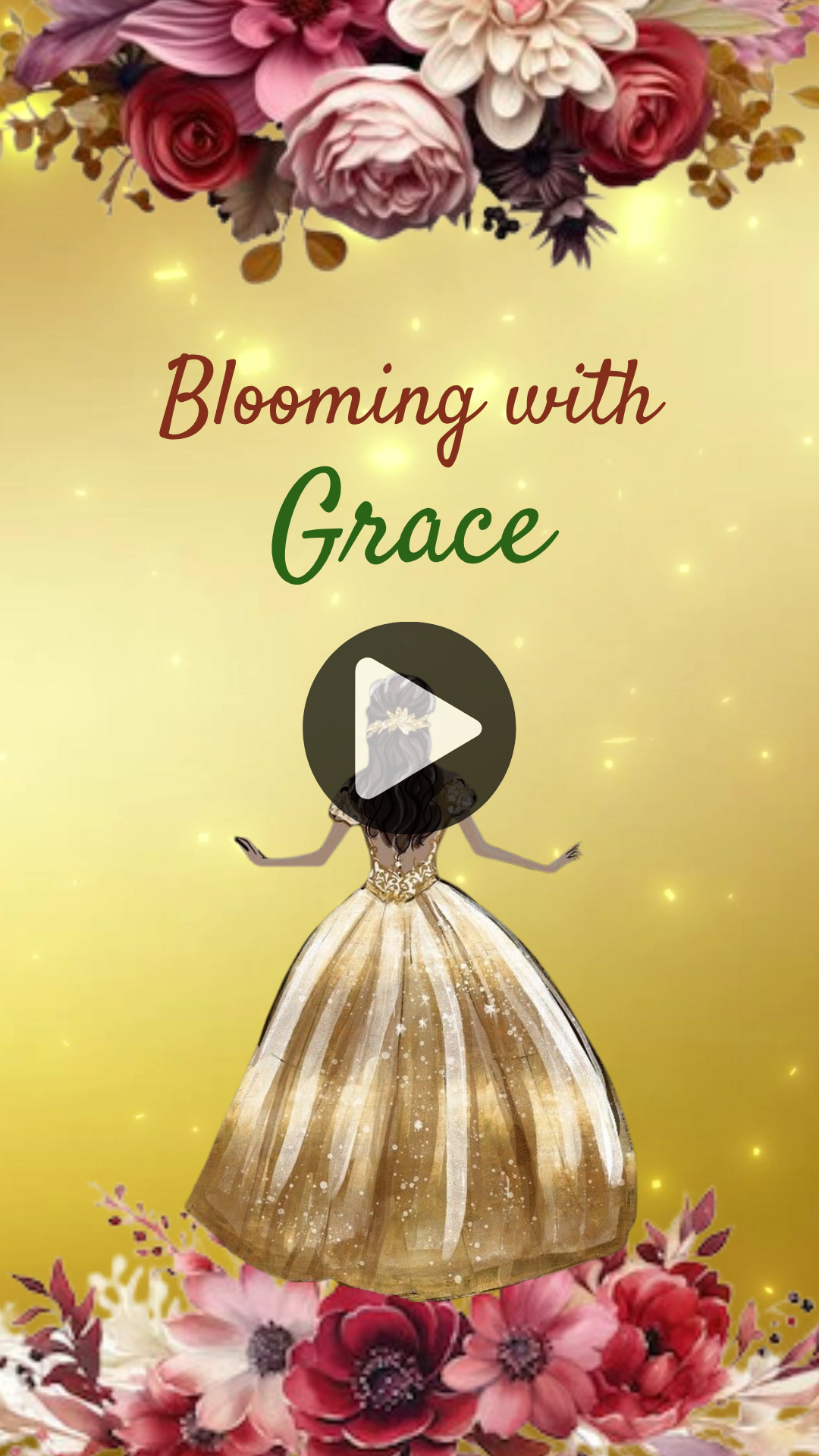 Gold & Burgundy Quinceanera Party Theme Video Invitation - Gold & Burgundy Theme Digital invite Invite