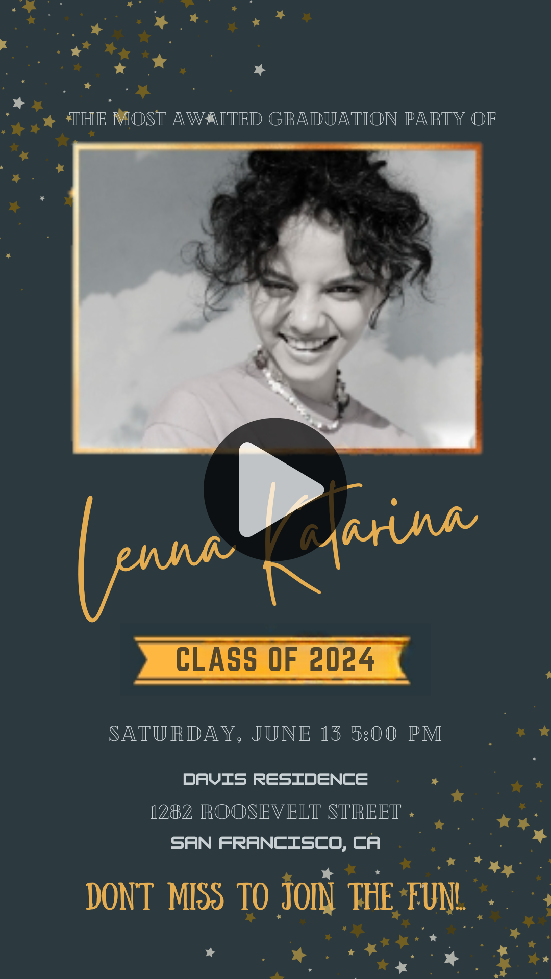 Graduation Class of 2024 Party Invitation - Graduation Announcement Video Invite