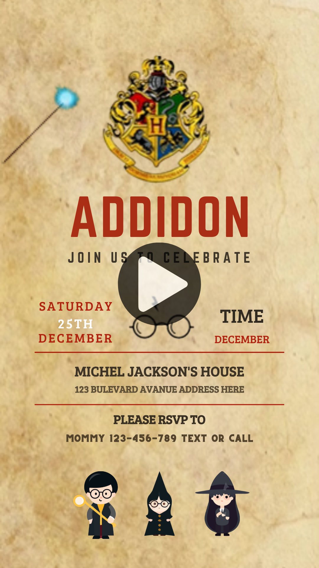 Magical Harry Potter Birthday Video Invitation – Animated Hogwarts Themed Party Digital Invite