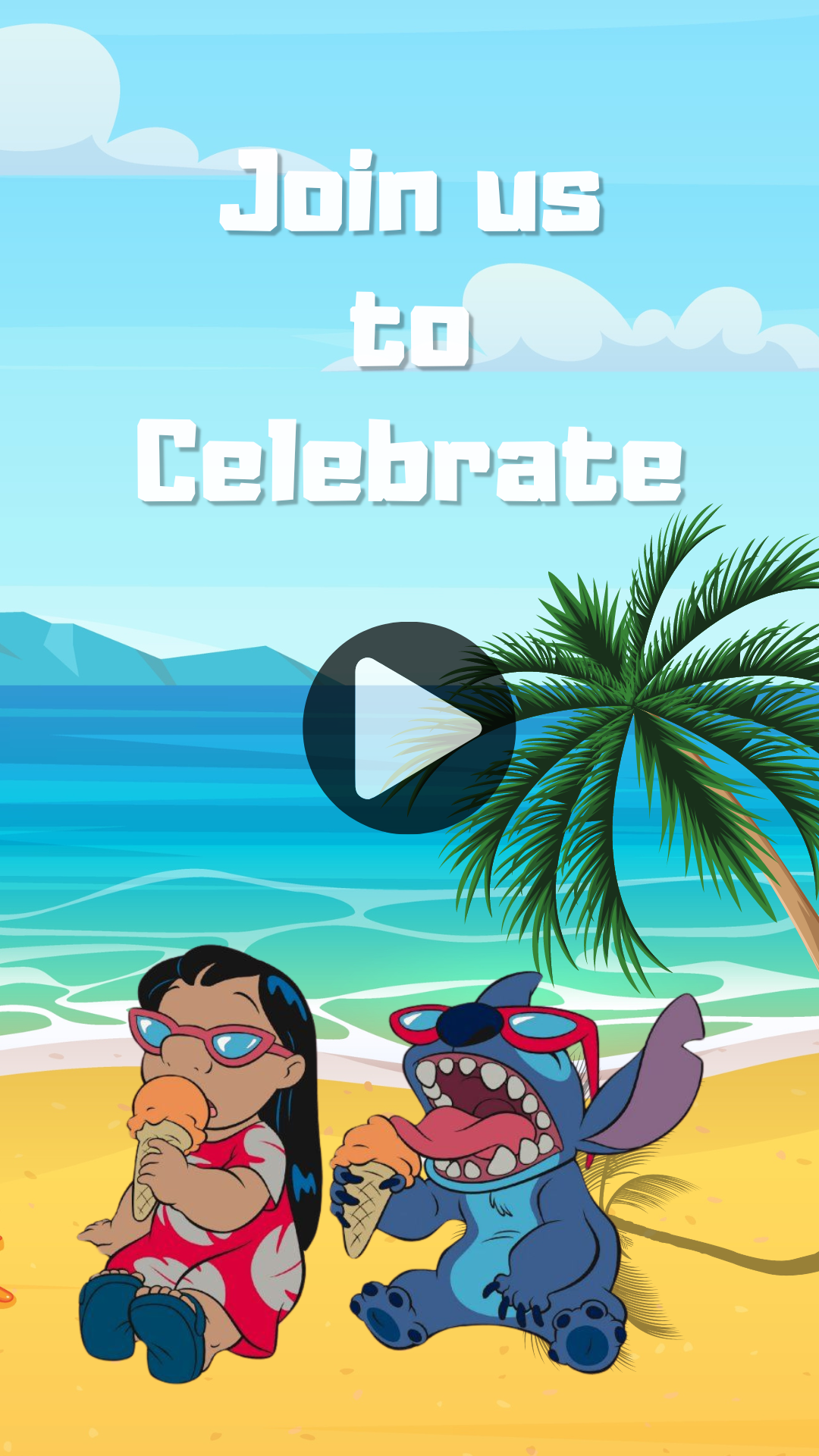 Lilo and Stitch Birthday Video Invitation – Hawaiian Themed Party Digital Invite for Kids