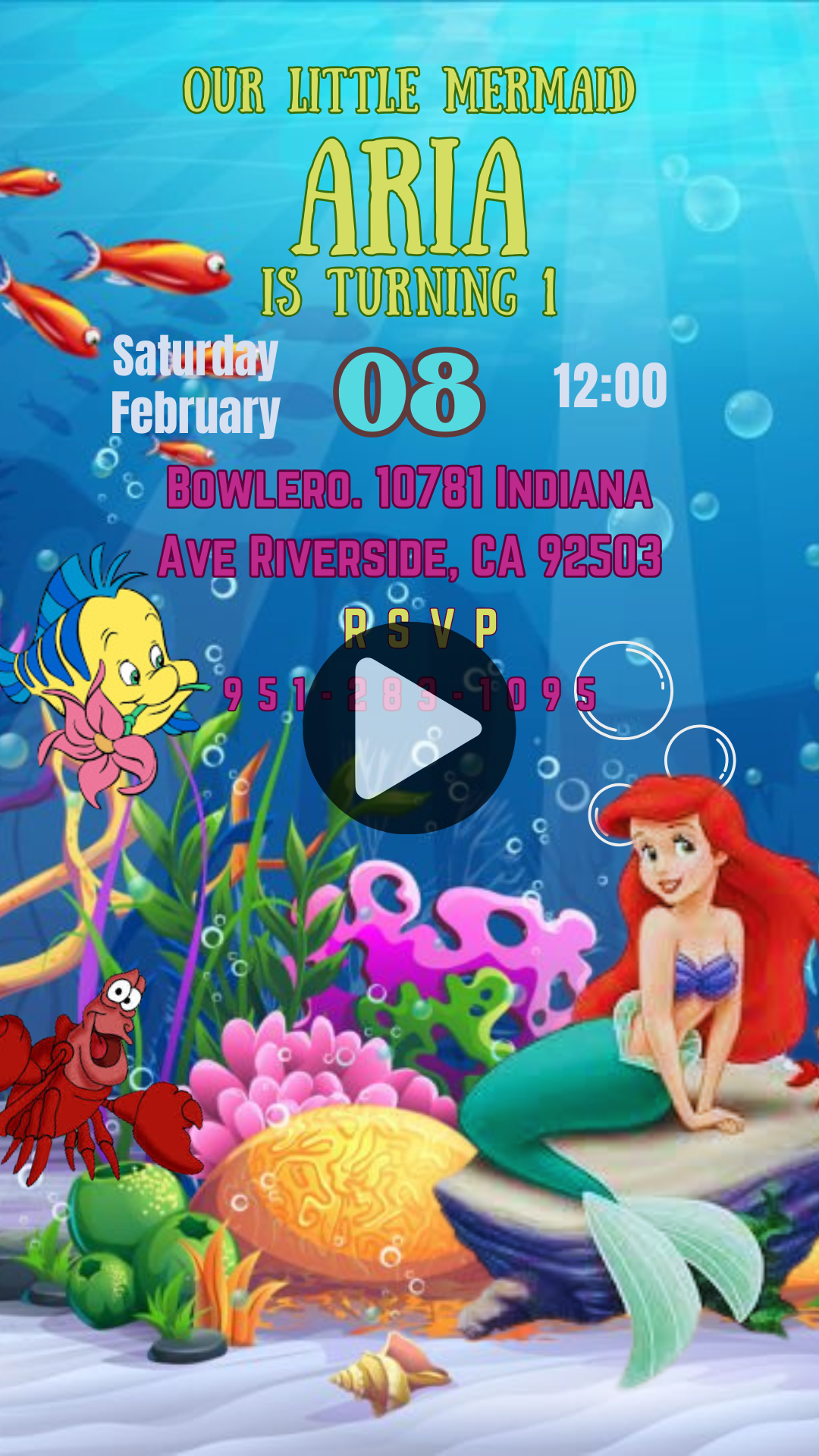 Little Mermaid Birthday Video Invitation – Animated Digital Invite for Kids